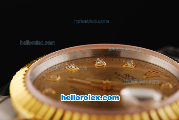 Rolex Datejust Automatic Movement Gold Dial with Diamond Markers and Gold Bezel-18K Gold Never Fade - Click Image to Close
